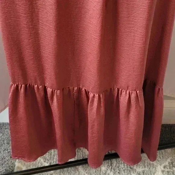 BaeVely high-low tie front dress, size medium, color Baked Rose - Picture 6 of 12